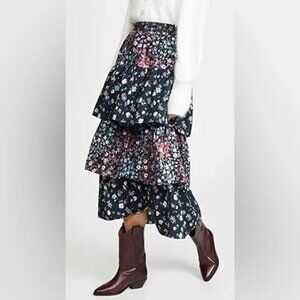 LoveShackFancy Iggy Tiered Floral Maxi Skirt